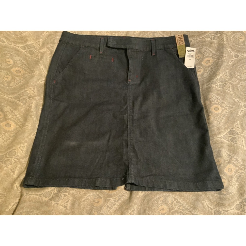 Old Navy Womens Dark Blue Stretch Denim Mini Skirt Low Waist Size 14 NWT - Picture 4 of 7